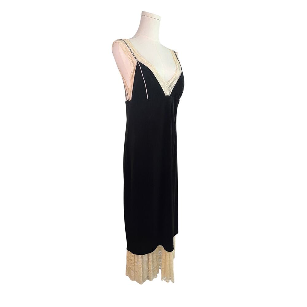 ASO Outer Banks Wardrobe Julia Allert Black Velvet Lace Dress Medium Avant Garde - Picture 11 of 14